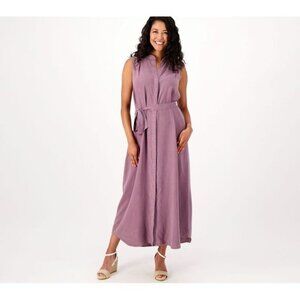 Side Stitch Women's Dress Sz S Sleeveless Maxi with Pleated Front Plum A519997